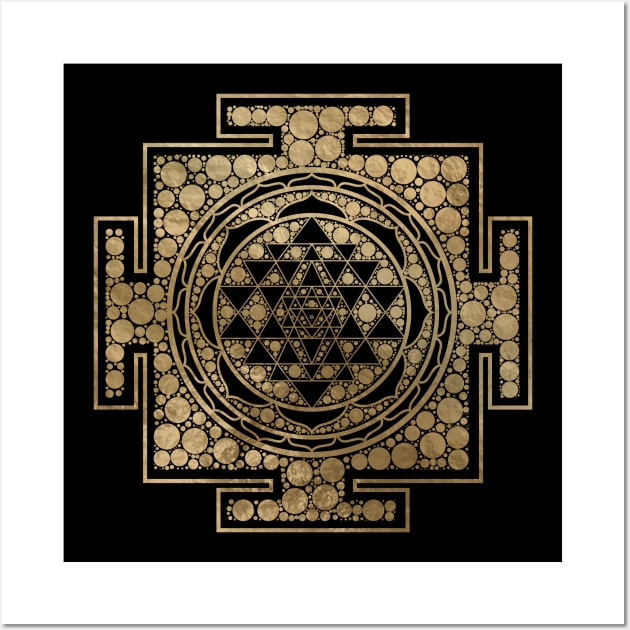 Sri Yantra  / Sri Chakra Dot Art Gold Wall Art by Nartissima